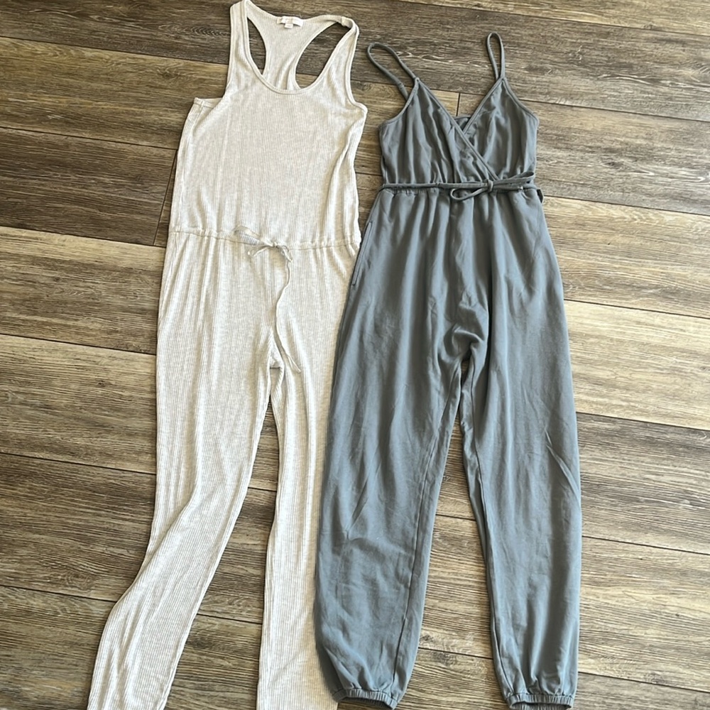 2 small spiritual gangster romper/jumpsuits. Grey.
